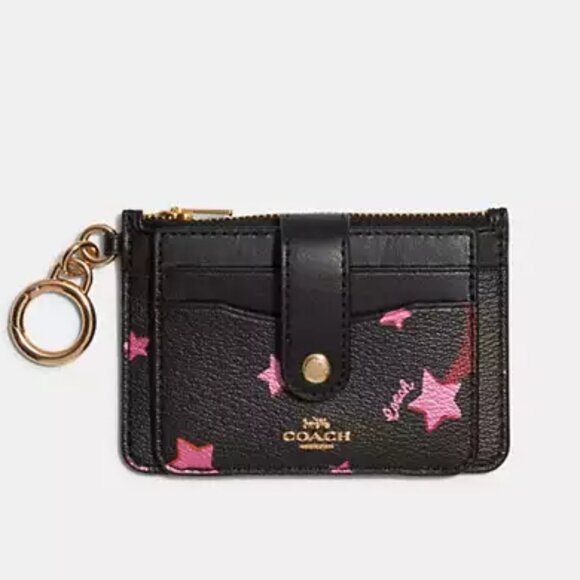 Coach Attachment Card Case With Disco Star Print | BLACK | C7299 - Picture 1 of 2